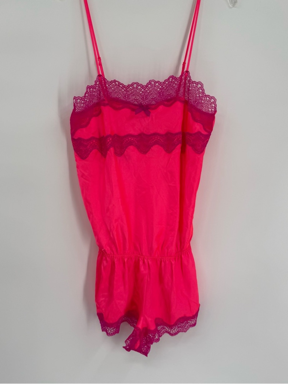 Victorias Secret NWT pink lace silky lingerie romper shorts size Small satin - Picture 8 of 8